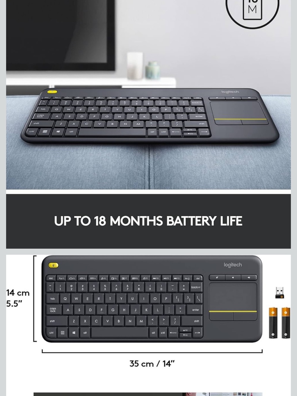 Logitech K400 Plus Wireless Touch TV Keyboard